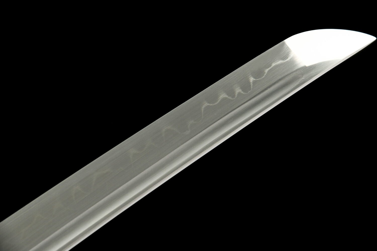 IMG_0552 T10 steel - pure handmade Japanese katana - earth-covered and burnt blade - green leather sheath - iron fittings - shadow carving