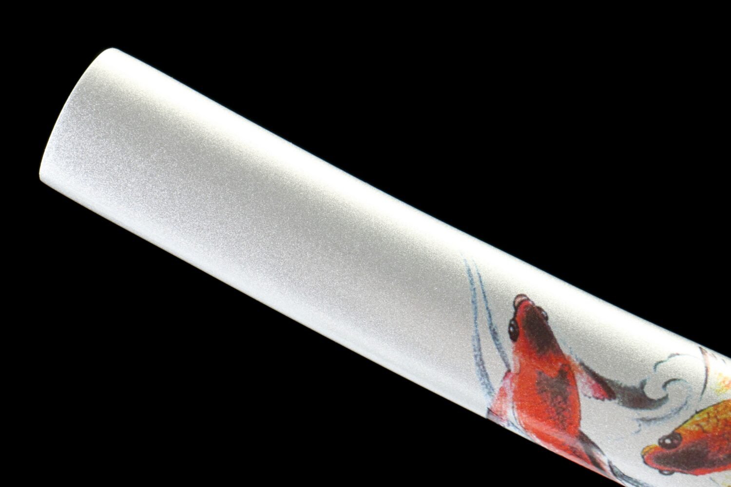 IMG_0656 1065 steel - pure handmade Japanese katana - alloy fittings - green leather sheath - koi wakizashi