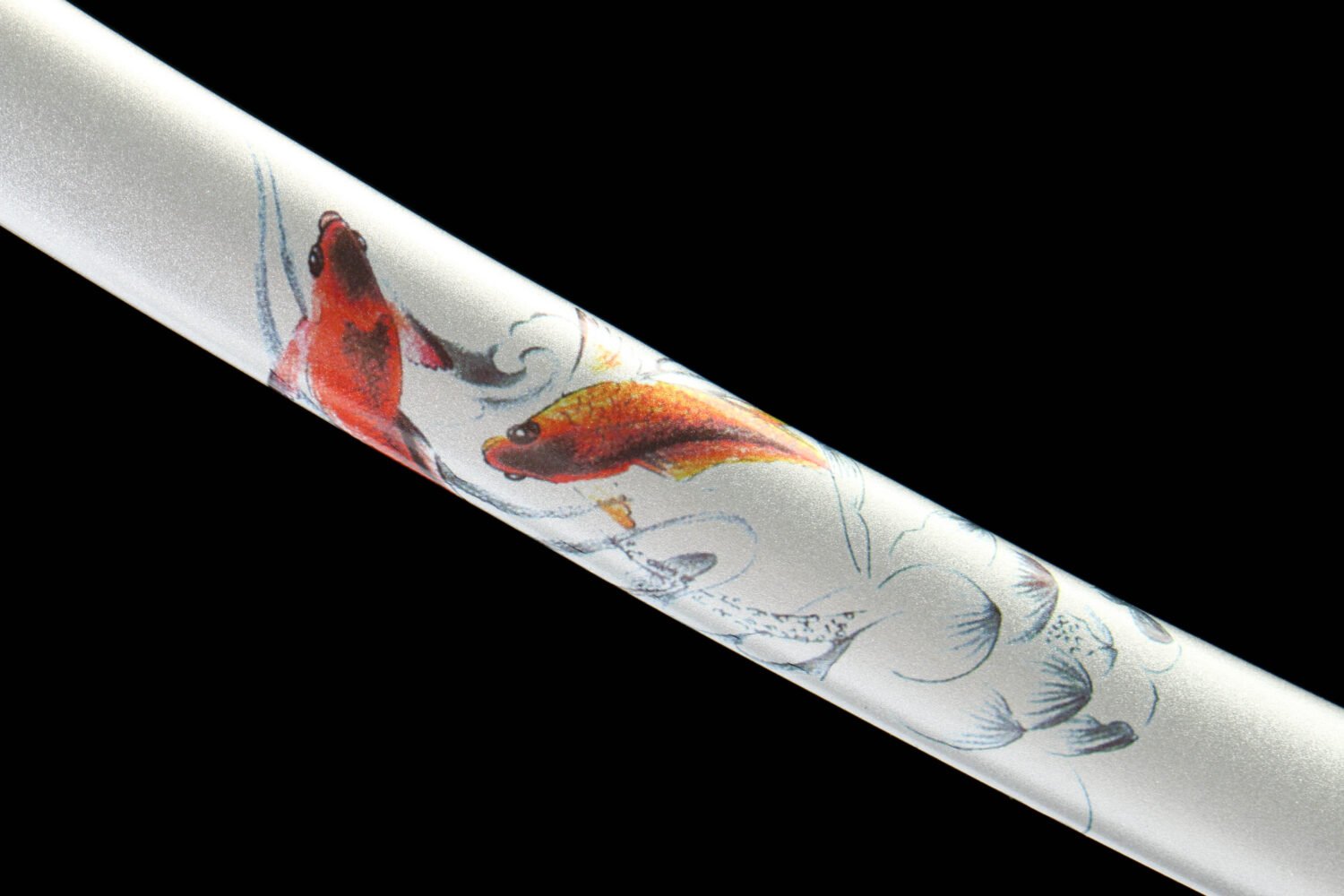 IMG_0658 1065 steel - pure handmade Japanese katana - alloy fittings - green leather sheath - koi wakizashi