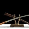 T10 steel - pure handmade Japanese samurai sword - earth-covered and burned blade - iron tools - sunset