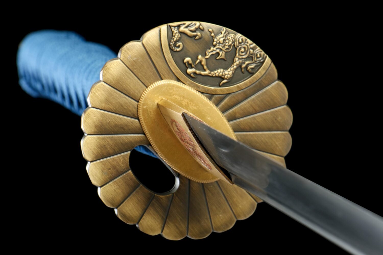 IMG_1101 1065 steel - pure handmade Japanese samurai sword - zinc alloy fittings - green leather sheath - Tianche