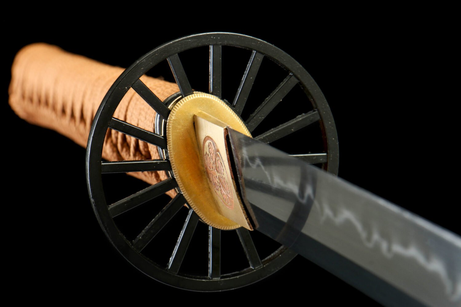 T10 steel - pure handmade Japanese samurai sword - earth-covered and burned blade - iron tools - sunset