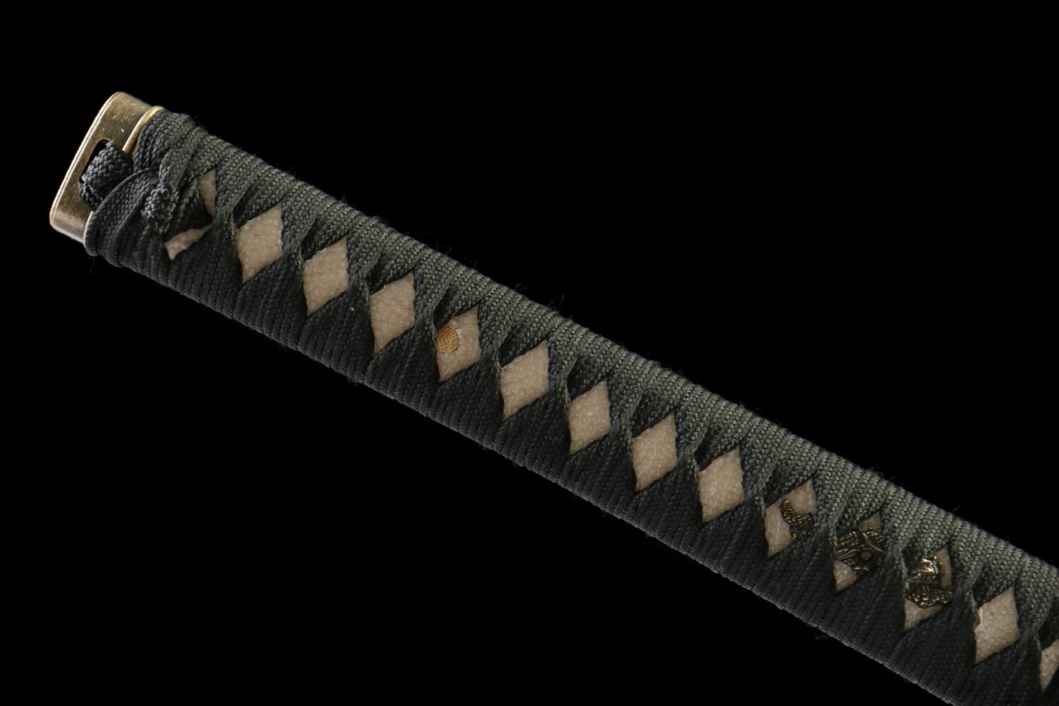 IMG_1130 1065 steel - pure handmade Japanese samurai sword - zinc alloy fittings - green leather sheath - Night Raven