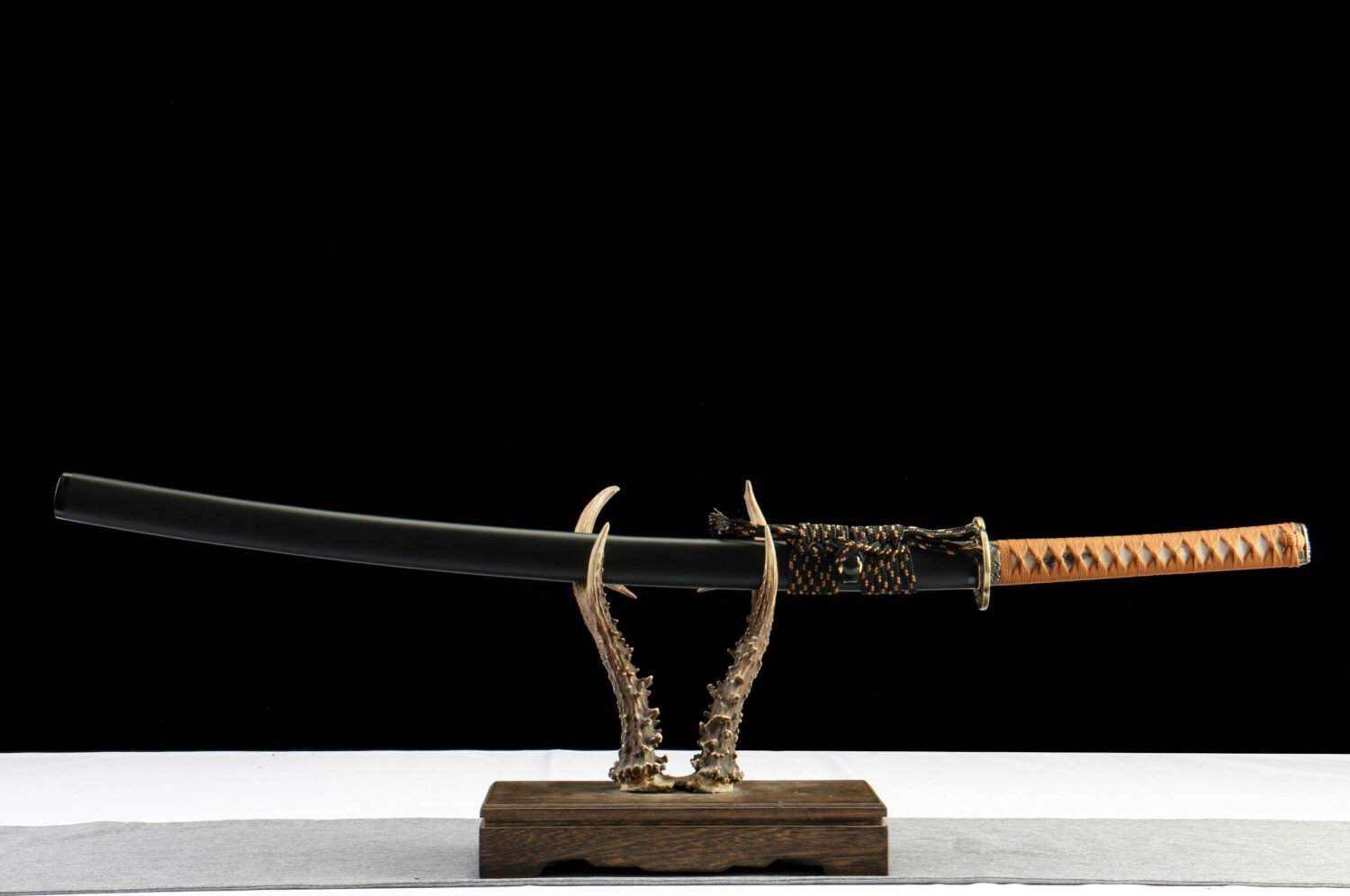 IMG_1210 1065 Steel - Purely Handmade Japanese Katana - Zinc Alloy Attachment - Black - Spring Sorrow