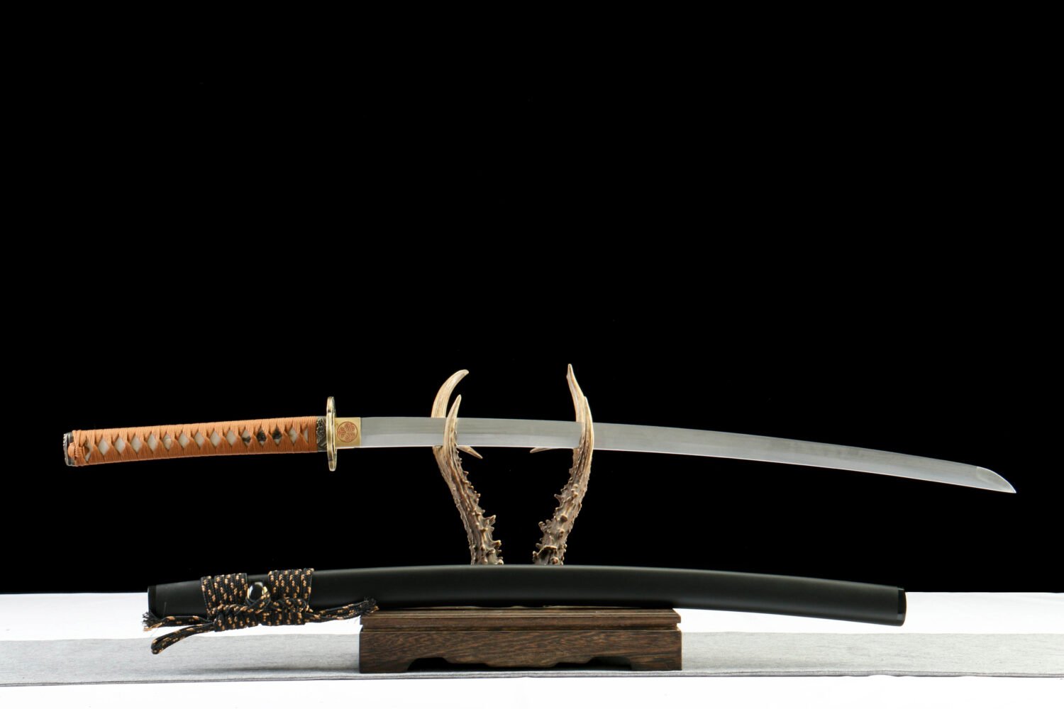 IMG_1215 1065 Steel - Purely Handmade Japanese Katana - Zinc Alloy Attachment - Black - Spring Sorrow