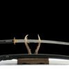 IMG_1216 1065 steel - pure hand-forged samurai sword - zinc alloy fittings - green leather sheath - black - burial blade