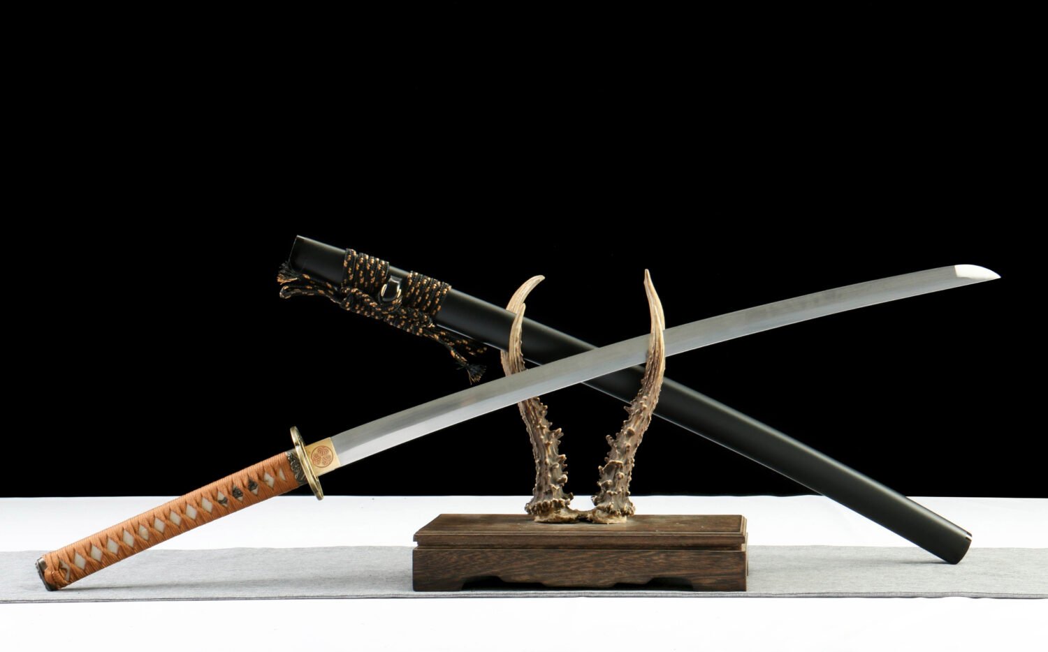 IMG_1220 1065 Steel - Purely Handmade Japanese Katana - Zinc Alloy Attachment - Black - Spring Sorrow