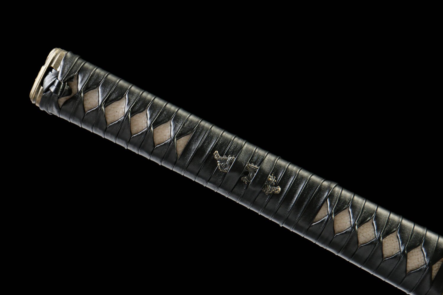 IMG_1249 1065 steel - pure hand-forged samurai sword - zinc alloy fittings - green leather sheath - black - burial blade