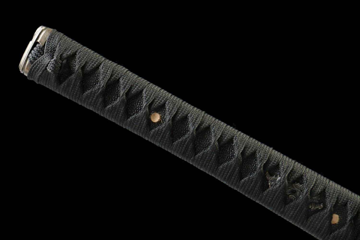 1065 steel - pure handmade Japanese katana - zinc alloy fittings - green leather sheath - flame dyed