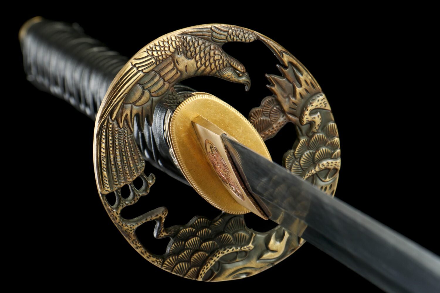 IMG_1312 1065 steel - pure handmade Japanese samurai sword - zinc alloy fittings - high carbon steel log sword - golden branch
