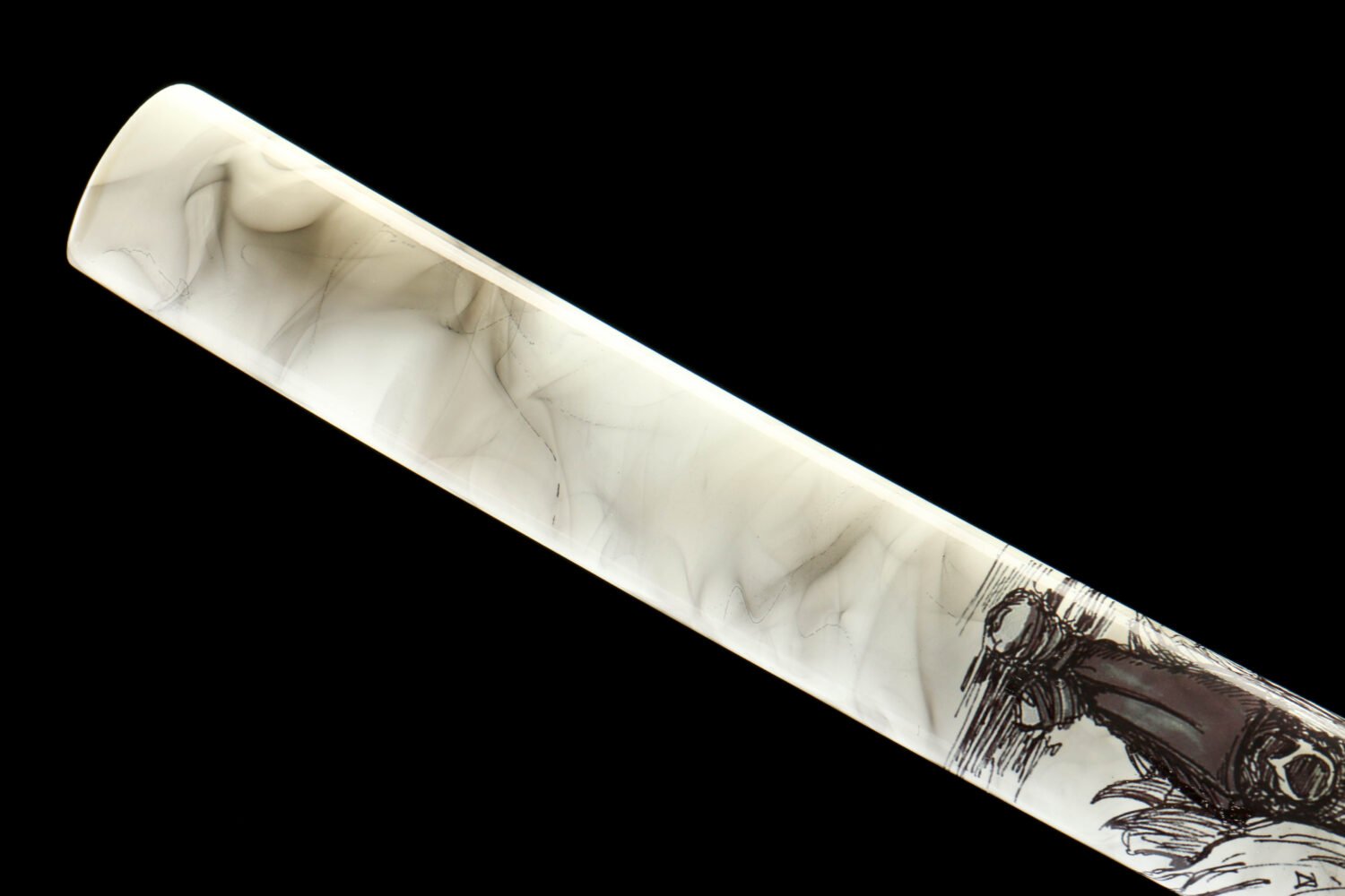 IMG_1451 1065 steel - pure handmade Japanese katana - zinc alloy fittings - smoked white high carbon steel katana - white bamboo