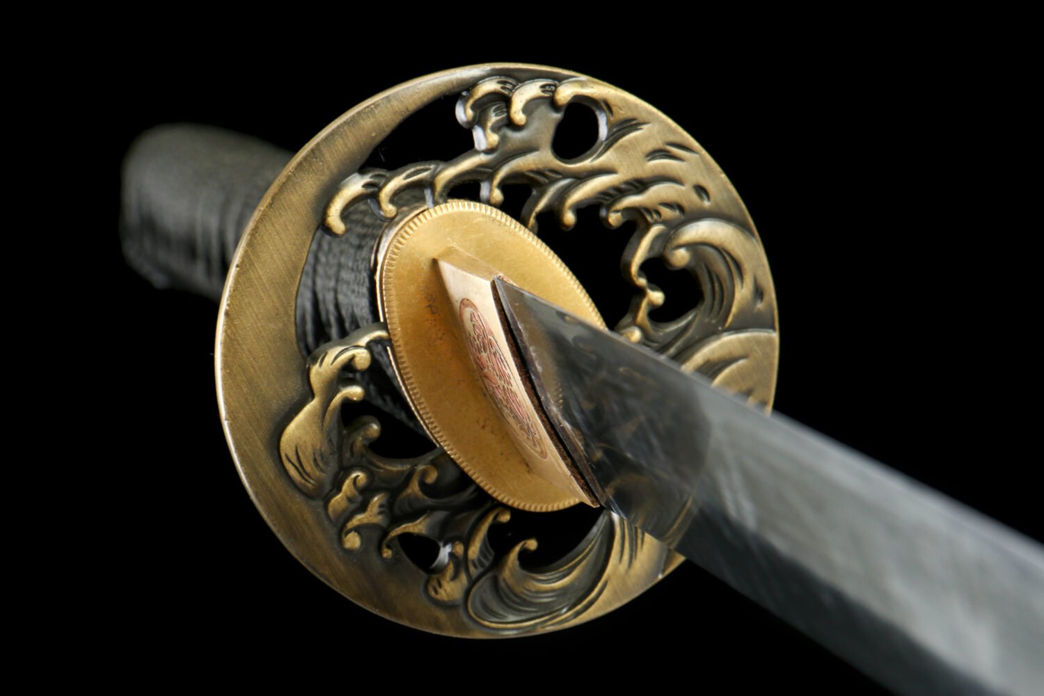 IMG_1504 1065 steel - pure handmade Japanese katana - zinc alloy fittings - blue wave high carbon steel katana - embers