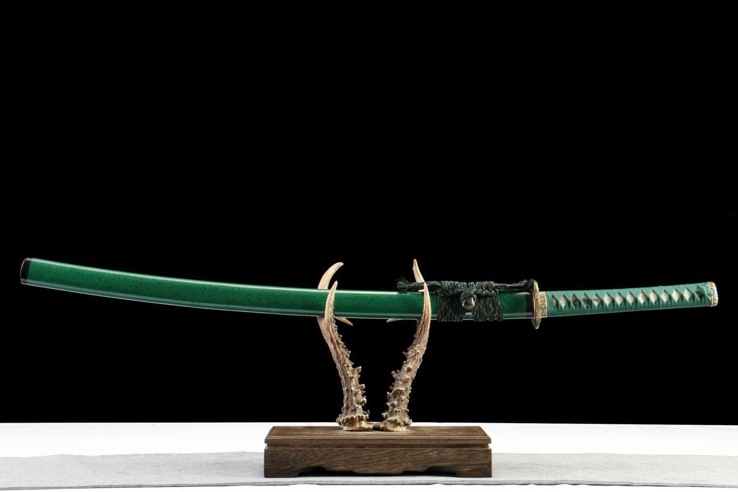 1065 steel - pure handmade Japanese samurai sword - zinc alloy fittings - green bamboo leaf high carbon steel samurai sword - Shenmu