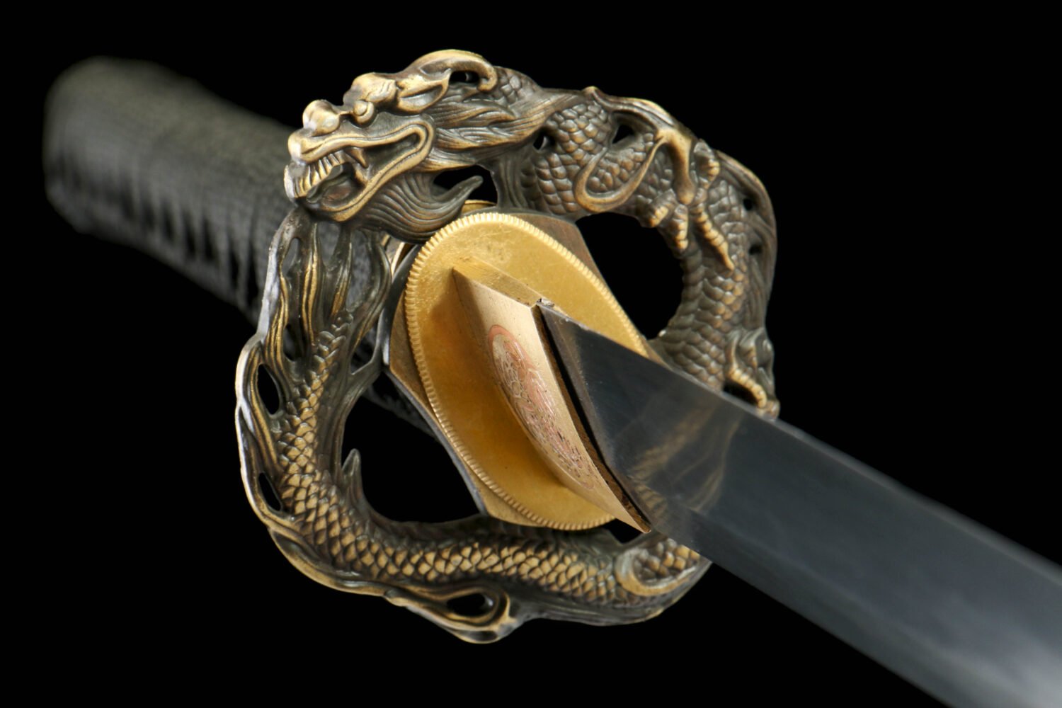 IMG_1690-2 1065 steel - pure handmade Japanese samurai sword - copper fittings - Dragon Samurai original high carbon steel samurai sword - Golden Wind