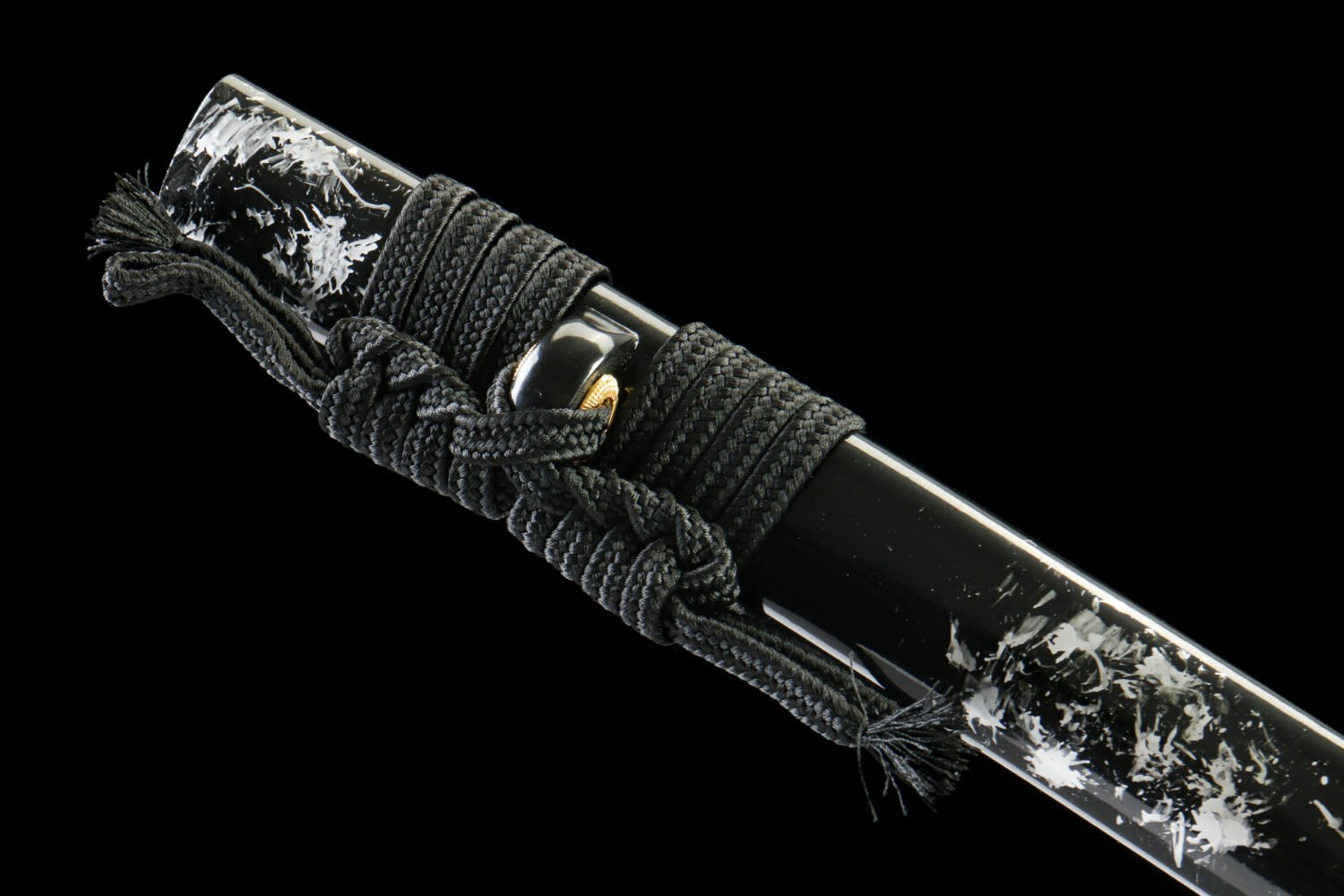 1065 steel - pure hand-forged samurai sword - zinc alloy fittings - black silver flower wave high carbon steel samurai sword - black iron