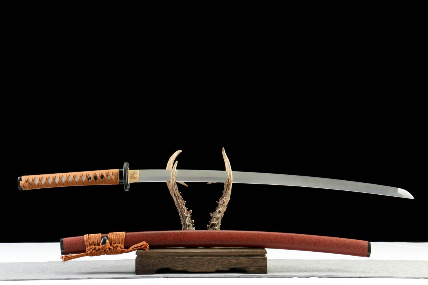 IMG_1745 1065 steel - pure handmade Japanese samurai sword - iron fittings - wine red Musashi high carbon steel samurai sword - jade sword