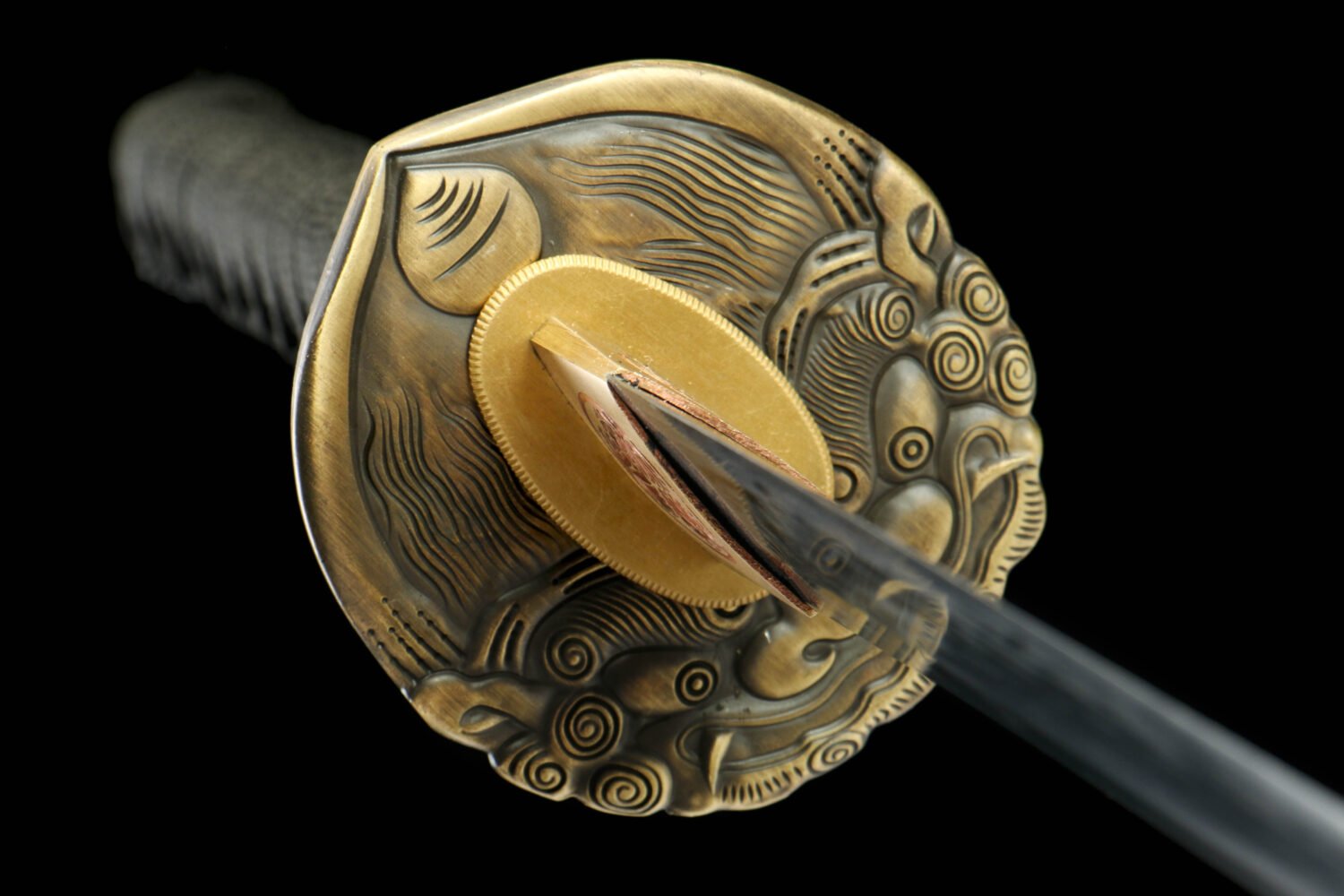 IMG_1762 1065 steel - pure hand-forged samurai sword - green leather sheath - zinc alloy fittings - original wood genuine fish skin high carbon steel samurai sword - Dark Star Slash