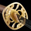 T10 steel - pure handmade Japanese katana - earth-covered burnt blade - copper fittings - katana made of katana with burnt blade - gold feather knife