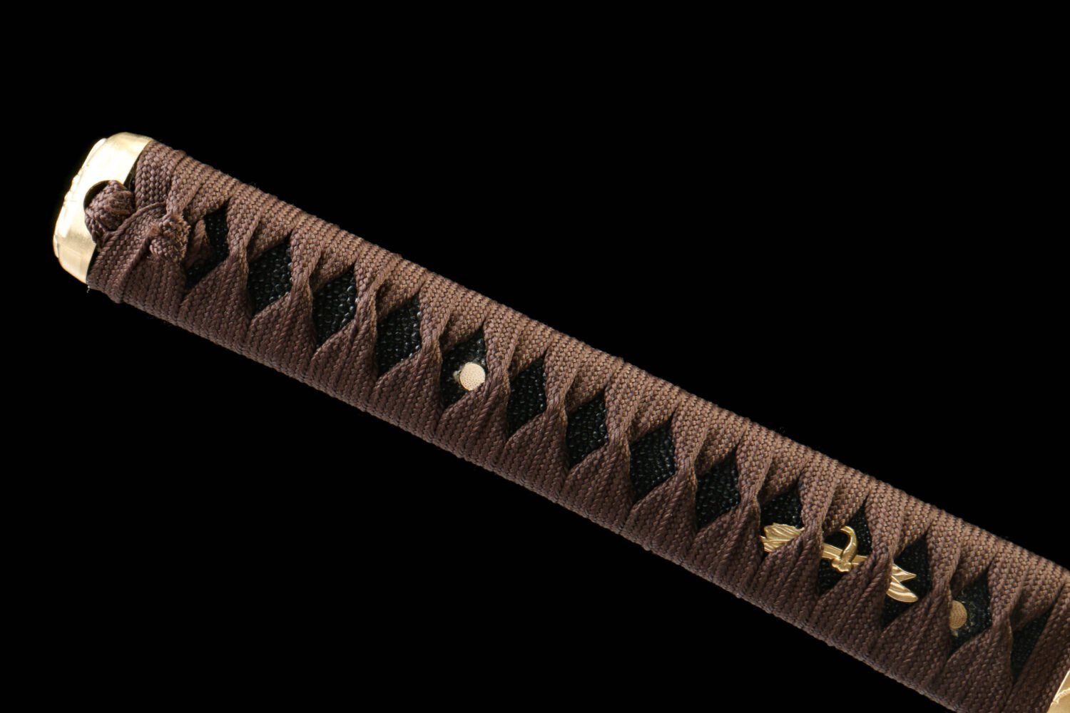 T10 steel - pure handmade Japanese katana - earth-covered burnt blade - copper fittings - katana made of katana with burnt blade - gold feather knife