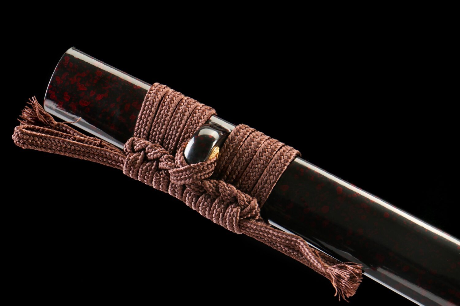 T10 steel - pure handmade Japanese katana - earth-covered burnt blade - copper fittings - katana made of katana with burnt blade - gold feather knife