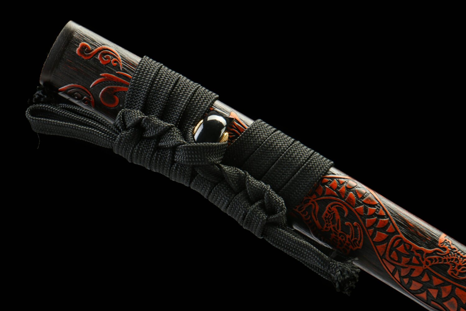 Carbon steel + ceramic coating - pure hand-forged samurai sword - iron equipment - ceramic coating engraved dragon sheath samurai sword - black handle