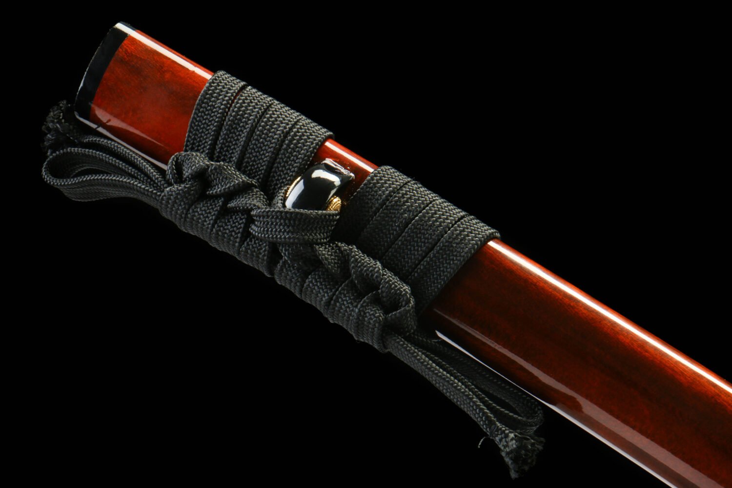 IMG_2638 1065 steel - pure handmade Japanese katana - green leather sheath - iron fittings - crane high carbon steel blackened katana - brown blade