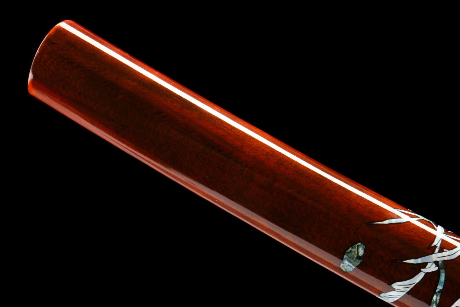 IMG_2640 1065 steel - pure handmade Japanese katana - green leather sheath - iron fittings - crane high carbon steel blackened katana - brown blade