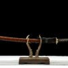 1060 steel - pure hand-forged samurai sword - covered with earth-burned blade - copper fittings - three-burned blade grinding samurai sword - ink meteorite cut