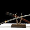1060 steel - pure hand-forged samurai sword - covered with earth-burned blade - copper fittings - three-burned blade grinding samurai sword - ink meteorite cut