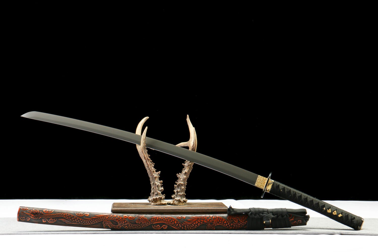 Carbon steel titanium-plated-pure handmade Japanese katana-iron equipment-gilt titanium-plated katana-obsidian slash