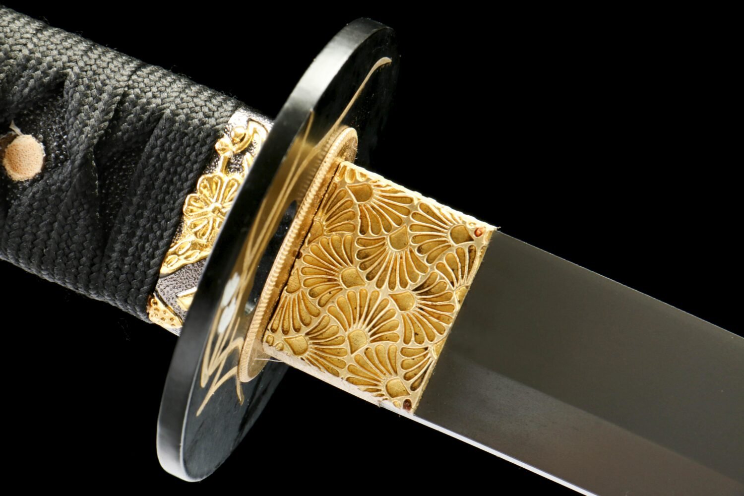 Carbon steel titanium-plated-pure handmade Japanese katana-iron equipment-gilt titanium-plated katana-obsidian slash