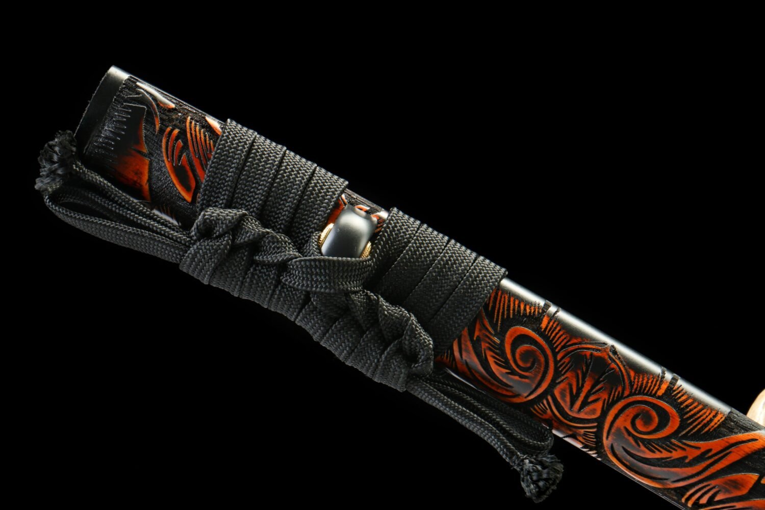 1060 steel - pure hand-forged samurai sword - covered with earth-burned blade - copper fittings - three-burned blade grinding samurai sword - ink meteorite cut