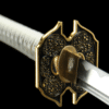 1045 steel - pure handmade Japanese katana - zinc alloy fittings - green leather sheath - Yan Mo Dao