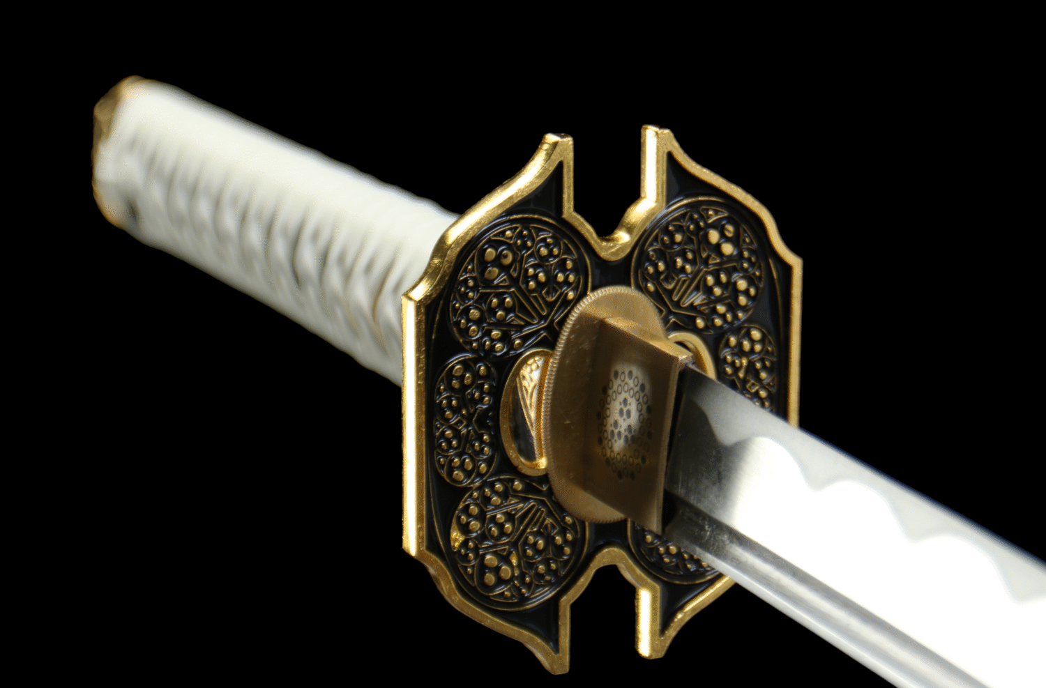 1045 steel - pure handmade Japanese katana - zinc alloy fittings - green leather sheath - Yan Mo Dao