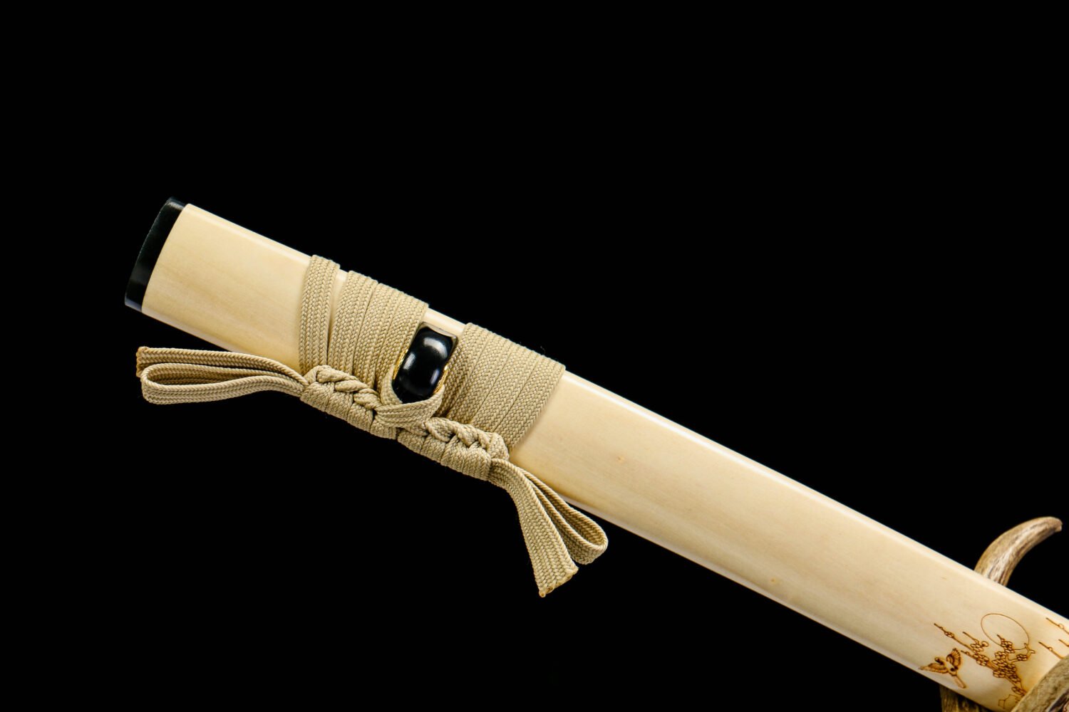 IMG_3821 1065 steel - pure hand-forged samurai sword - green leather sheath - iron fittings - Qingying