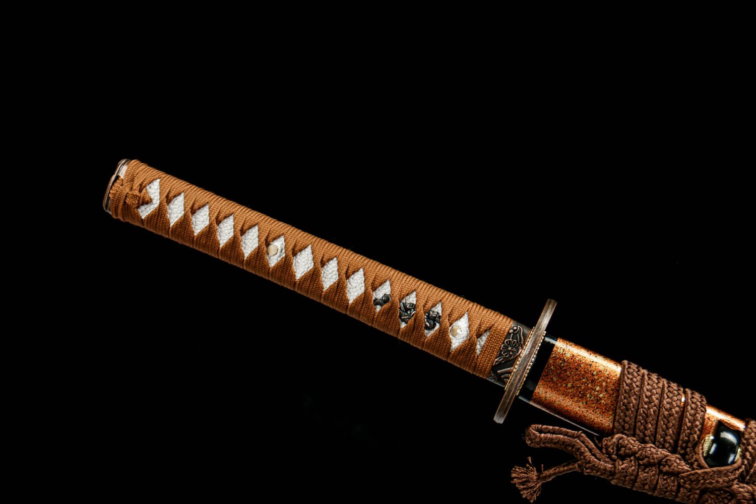 IMG_3873 1065 steel-handmade Japanese samurai sword-green leather sheath-Golden Yao Lieyan