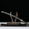 1045 steel - pure handmade Japanese samurai sword - zinc alloy fittings - green leather sheath - flame shadow