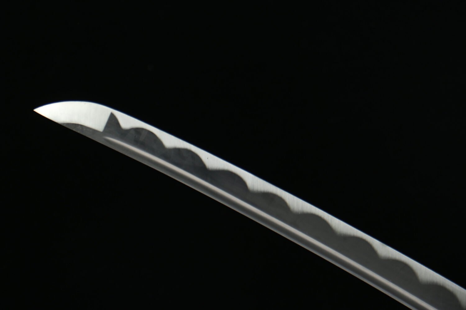 1045 steel - pure handmade Japanese samurai sword - zinc alloy fittings - green leather sheath - flame shadow