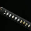 1045 steel - pure handmade Japanese samurai sword - zinc alloy fittings - green leather sheath - flame shadow