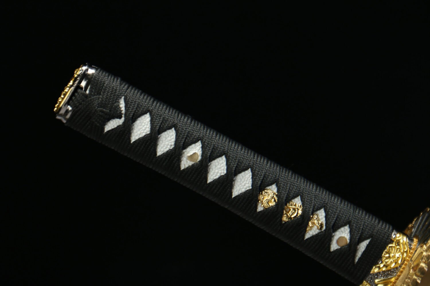 1045 steel - pure handmade Japanese samurai sword - zinc alloy fittings - green leather sheath - flame shadow