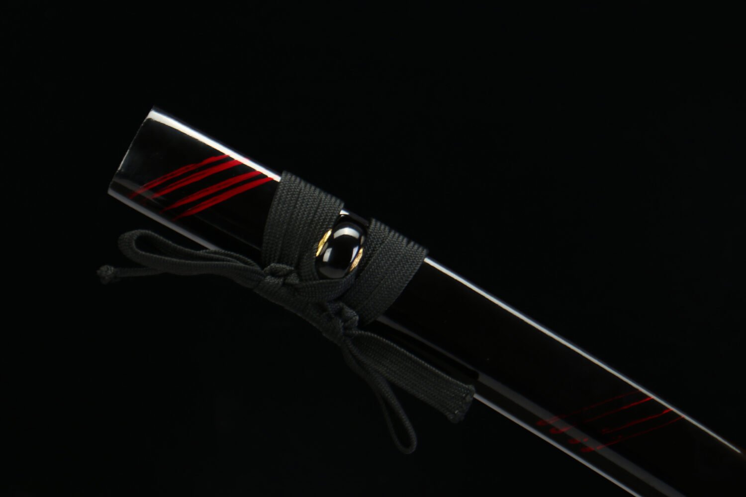 1045 steel - pure handmade Japanese samurai sword - zinc alloy fittings - green leather sheath - flame shadow