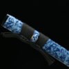 IMG_4253 Patterned steel-handmade Japanese samurai sword-green leather sheath-copper equipment-Bingpo