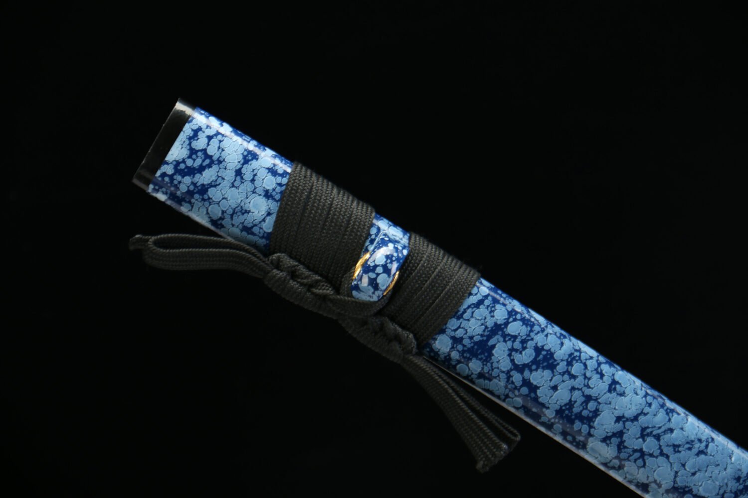 IMG_4253 Patterned steel-handmade Japanese samurai sword-green leather sheath-copper equipment-Bingpo