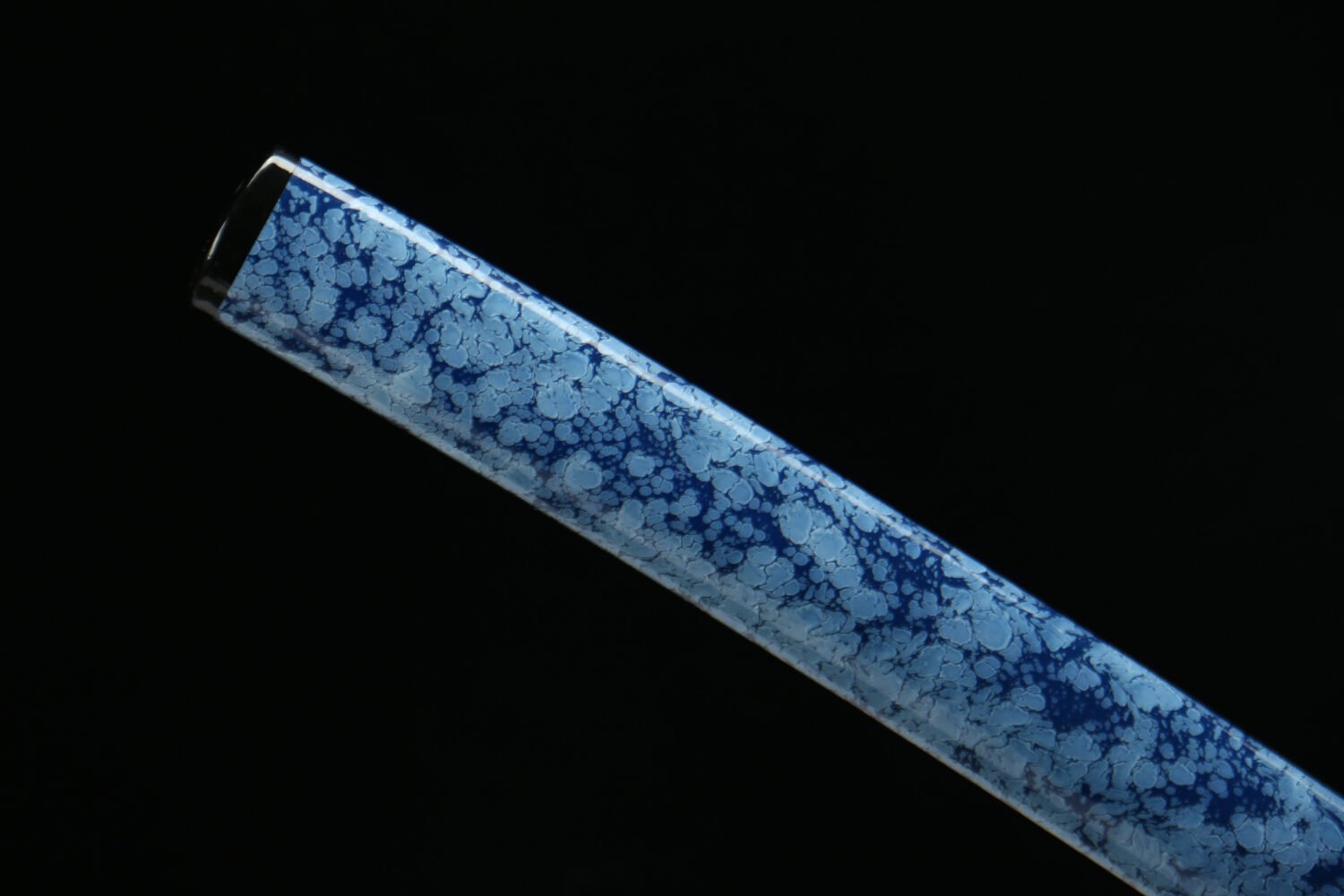 IMG_4255 Patterned steel-handmade Japanese samurai sword-green leather sheath-copper equipment-Bingpo