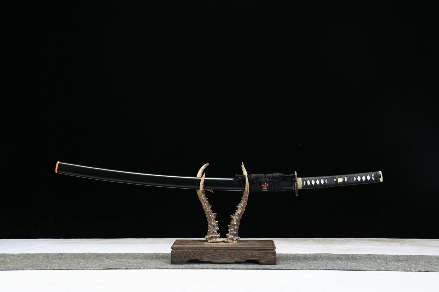 1060 steel - pure hand-forged samurai sword - green leather sheath - steel clamp - iron equipment - Tianxuan
