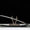 1060 steel - pure hand-forged samurai sword - green leather sheath - steel clamp - iron equipment - Tianxuan