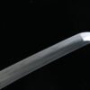 1060 steel - pure hand-forged samurai sword - earth-covered and burned blade - green leather sheath - copper-plated gilded silver - orchid