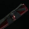 1065 steel - pure handmade Japanese katana - green leather sheath - zinc alloy fittings - red brocade