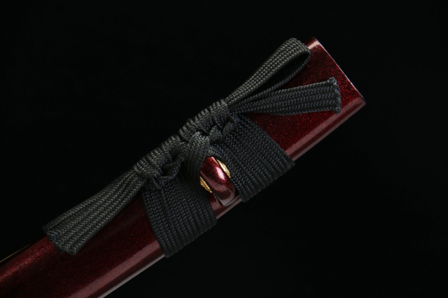 1065 steel - pure handmade Japanese katana - green leather sheath - zinc alloy fittings - red brocade