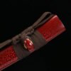 IMG_4988 1065 steel - pure handmade Japanese katana - green leather sheath - zinc alloy fittings - reddish brown - skyfire